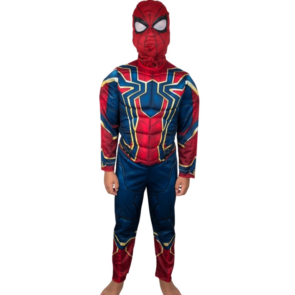 Avengers Endgame Iron Spider Costume Padded Muscle Jumpsuit & Mask Boys Medium